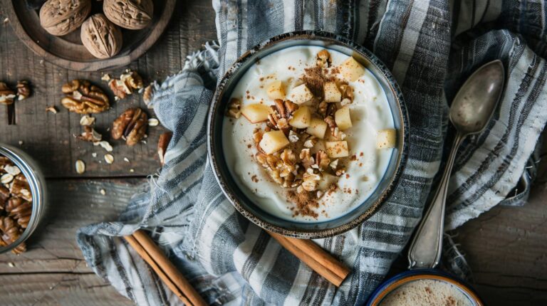 Owsianka z jabłkiem i masłem orzechowym. Przepis na śniadanie