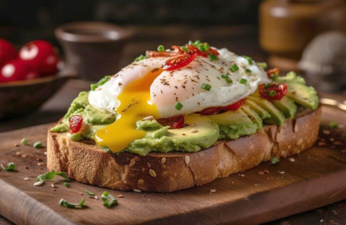 Tosty z awokado, jajkiem sadzonym i pomidorkami koktajlowymi na kolację